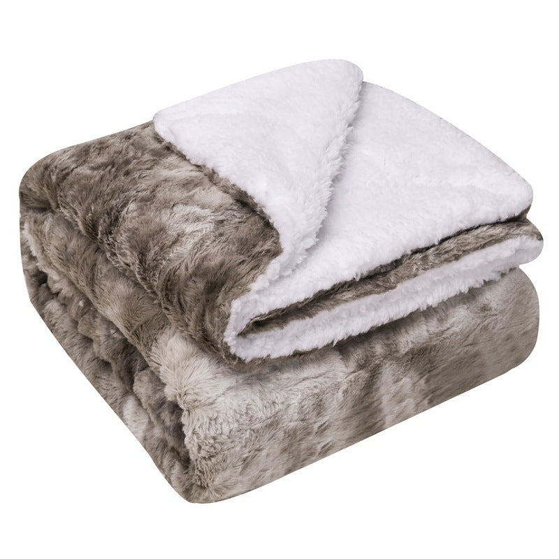 Thickened Flannel & Lamb Wool Composite Double Blanket: Warmth You Can Feel