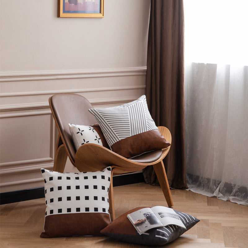 Light Luxury Bohemian Leather & Cotton Sofa Cushion: Comfort With Character