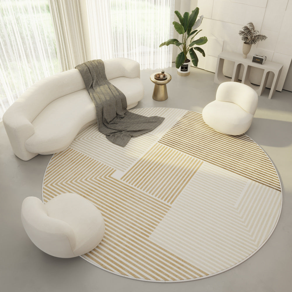 Round Velvet Living Room Carpet: Soft Simplicity for Modern Spaces
