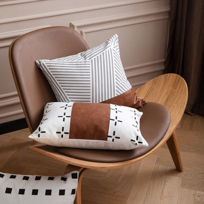 Light Luxury Bohemian Leather & Cotton Sofa Cushion: Comfort With Character
