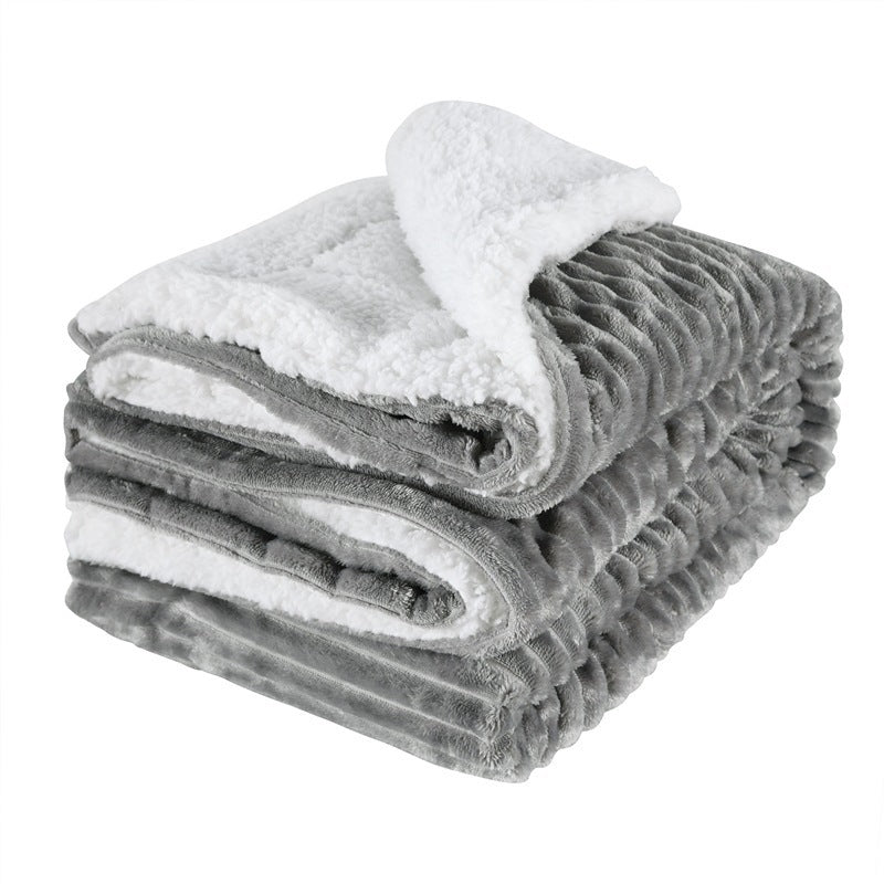 Thickened Flannel & Lamb Wool Composite Double Blanket: Warmth You Can Feel