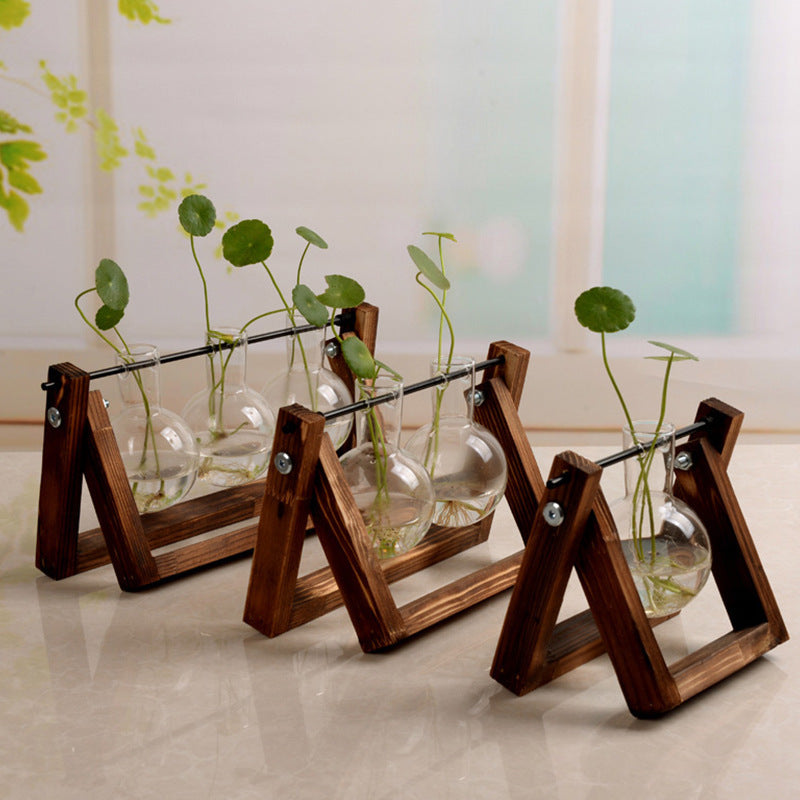 Swing Wooden Stand Hydroponic Plant: Greenery with a Gentle Motion