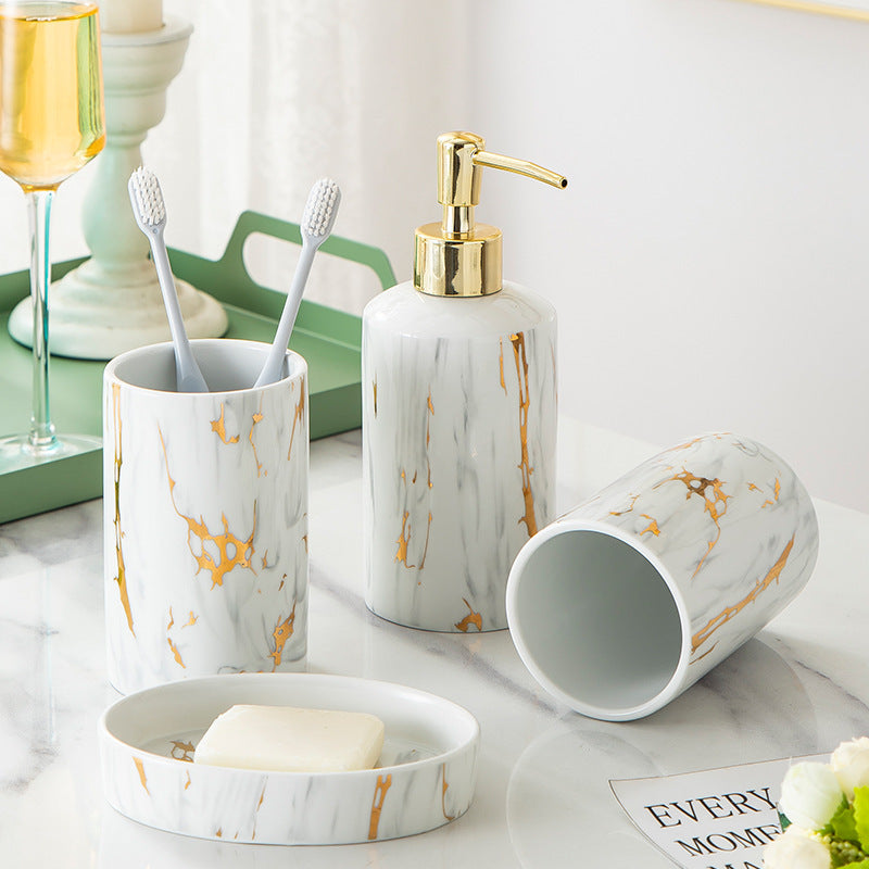Bathroom Marble Ceramic Wash Kit: Elegance for Everyday Routines