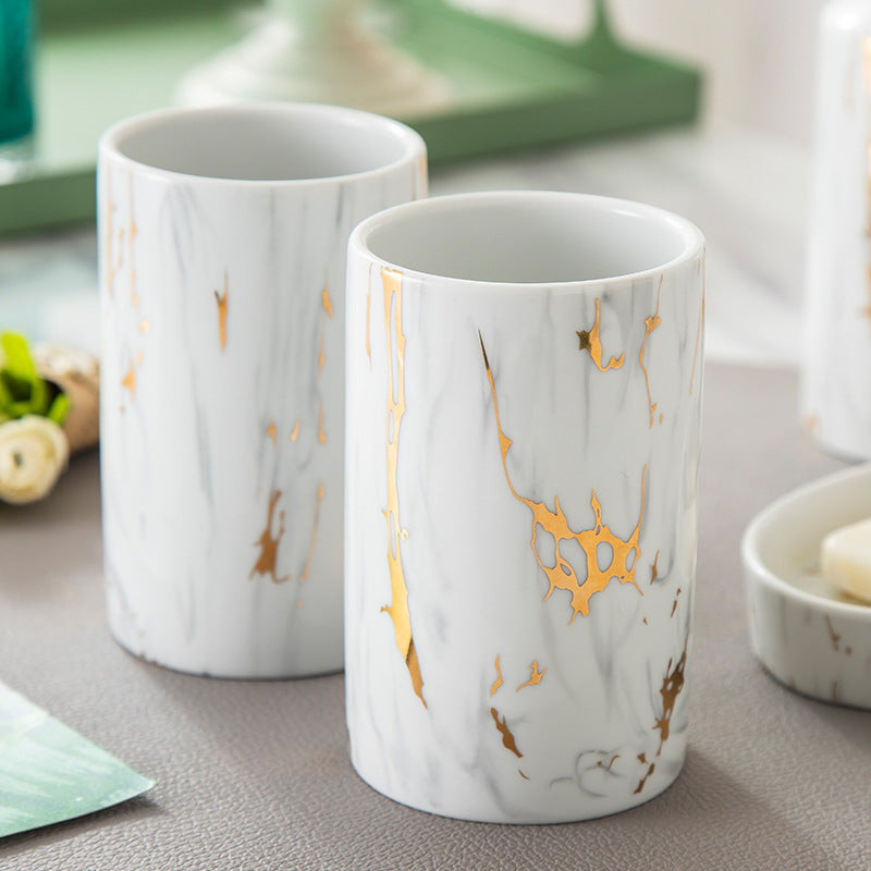 Bathroom Marble Ceramic Wash Kit: Elegance for Everyday Routines