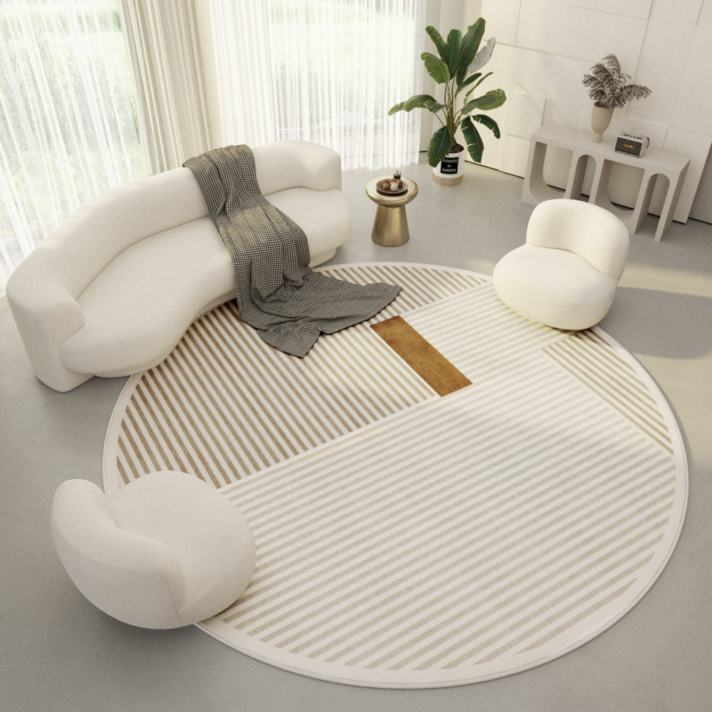 Round Velvet Living Room Carpet: Soft Simplicity for Modern Spaces