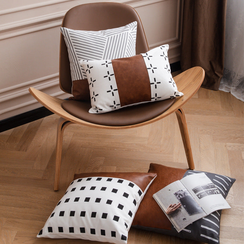 Light Luxury Bohemian Leather & Cotton Sofa Cushion: Comfort With Character